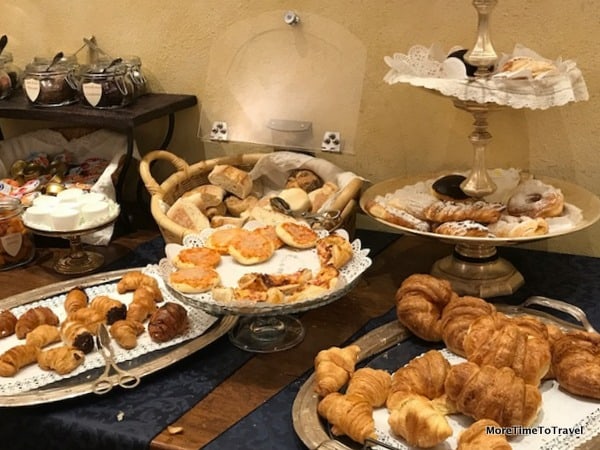 Some of the pastries in the charming breakfast room at Art Hotel Commercianti