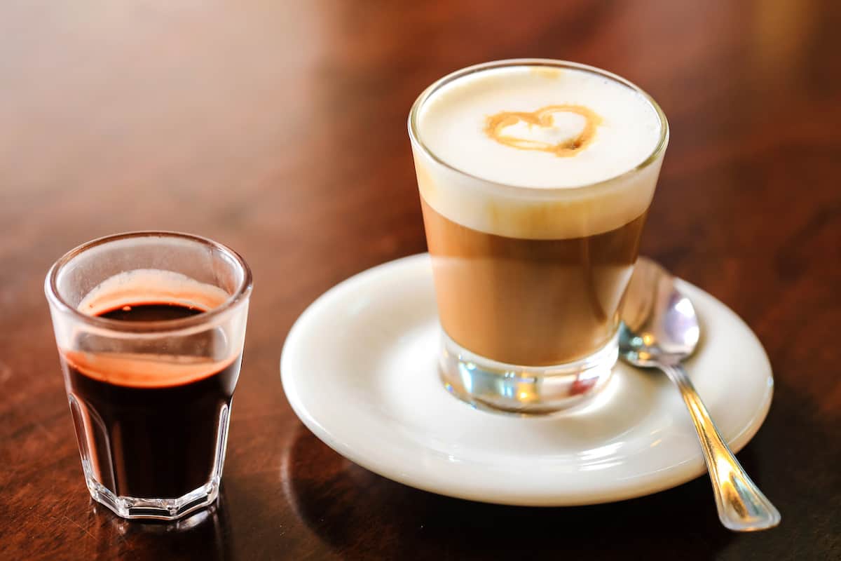 "Capo in b," capuccino inside glass. Trieste is considered the coffee capital of Italy