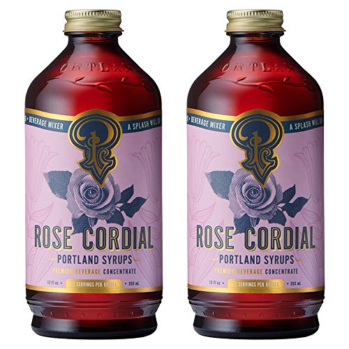 Portland Syrups Rose Cordial Syrup - Craft Exquisite Floral Elixirs for Cocktails, Mocktails, Soda, and More - 12 oz with 24 Servings (Pack of 2)