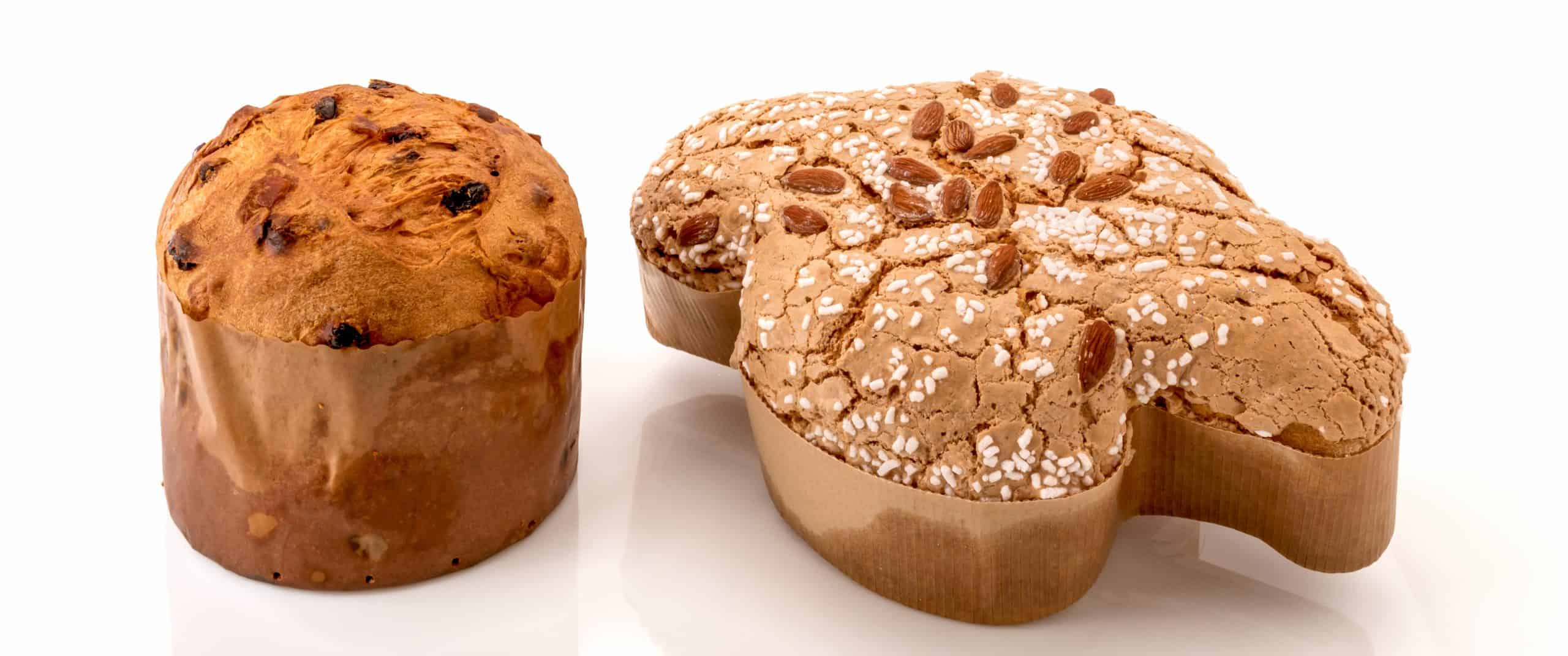 Panettone and Colomba side-by-side