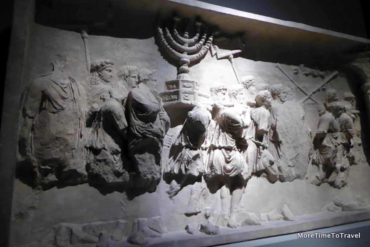 Bas-relief of Romans carrying spoils obtained after the destruction of the temple in Jerusalem