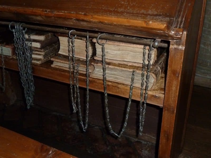 Ancient books at the Malatestiana Library in Cesena