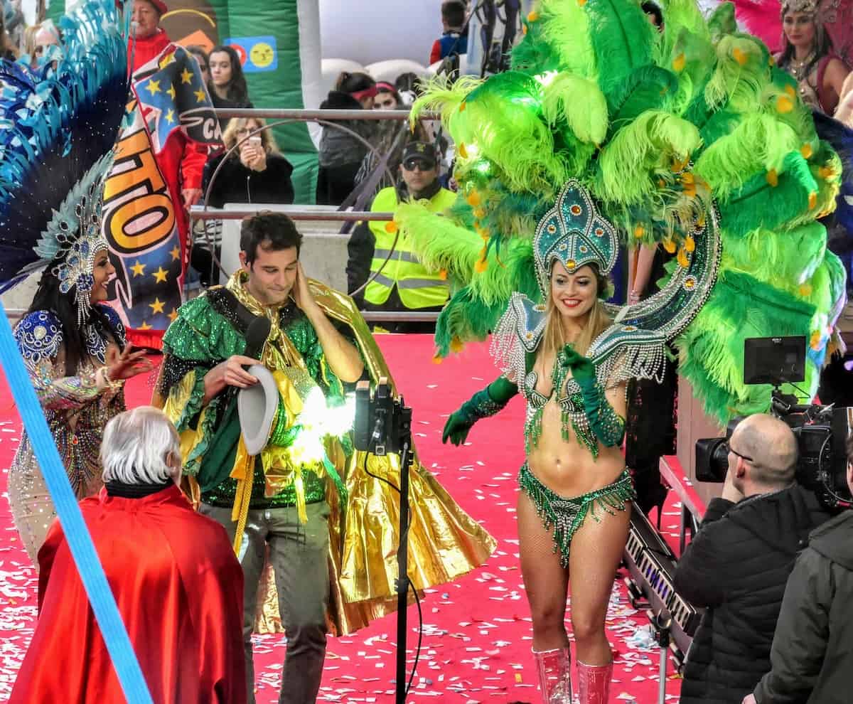 One of the samba dancers performing on the festival stage in Cento