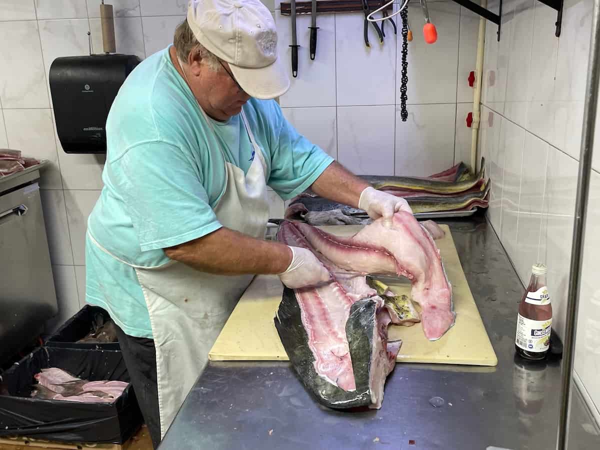 Carving fresh Mahi Mahi at The Fish House