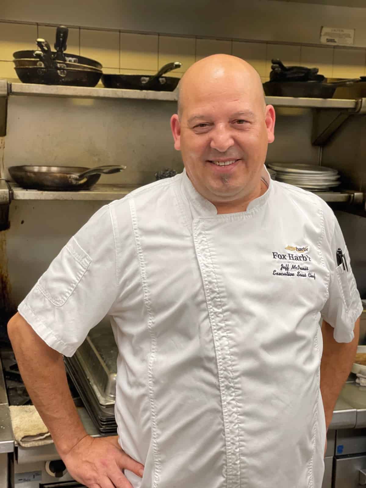 Chef Jeff McInnis in the Fox Harb’r Resort kitchen