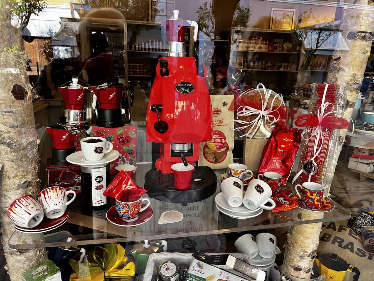 Window of a coffee shop on Corso Roma