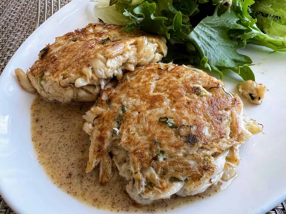 Savory, golden brown crabcakes at COAST, the Ocean House fine dining restaurant 