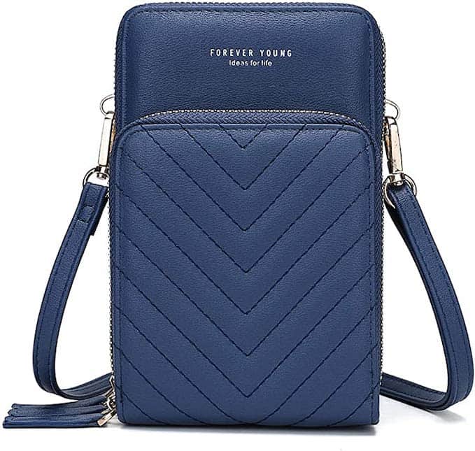 Small crossbody cellphone bag in blue