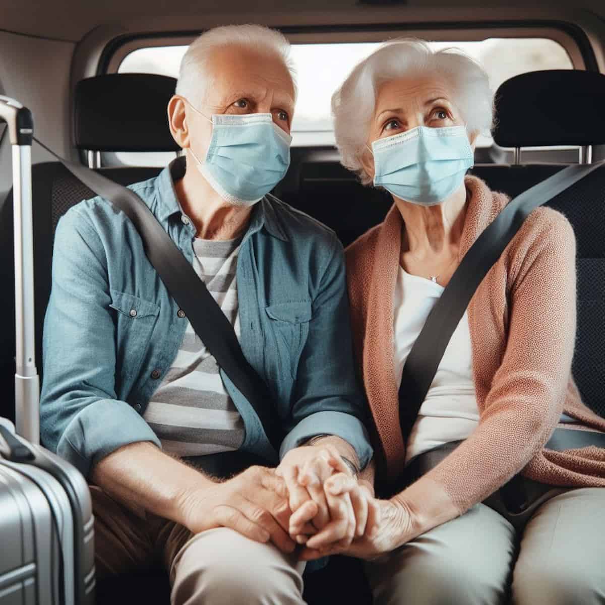 Couple fearful about travel safety (generated by BING AI)