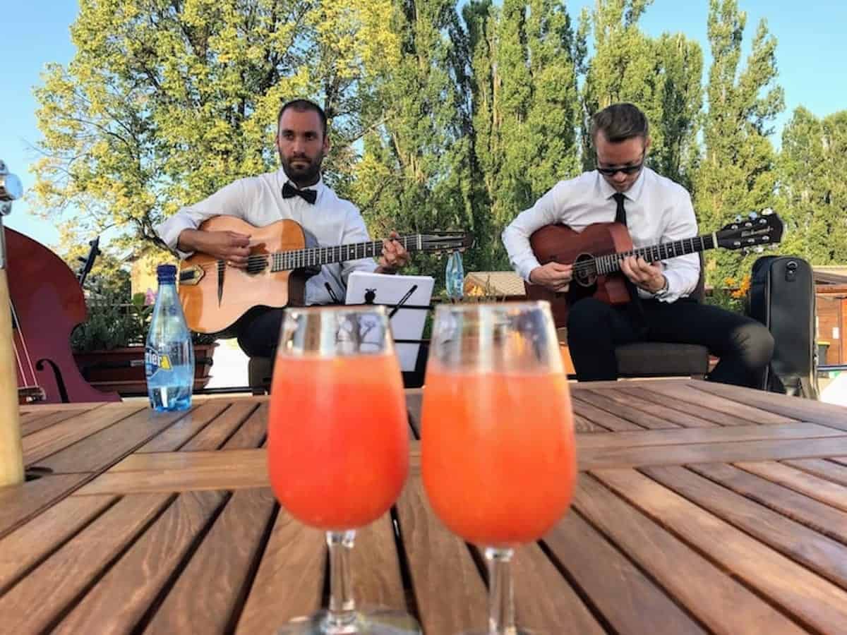 Casual onboard entertainment on a European Waterways barge in Saverne, France