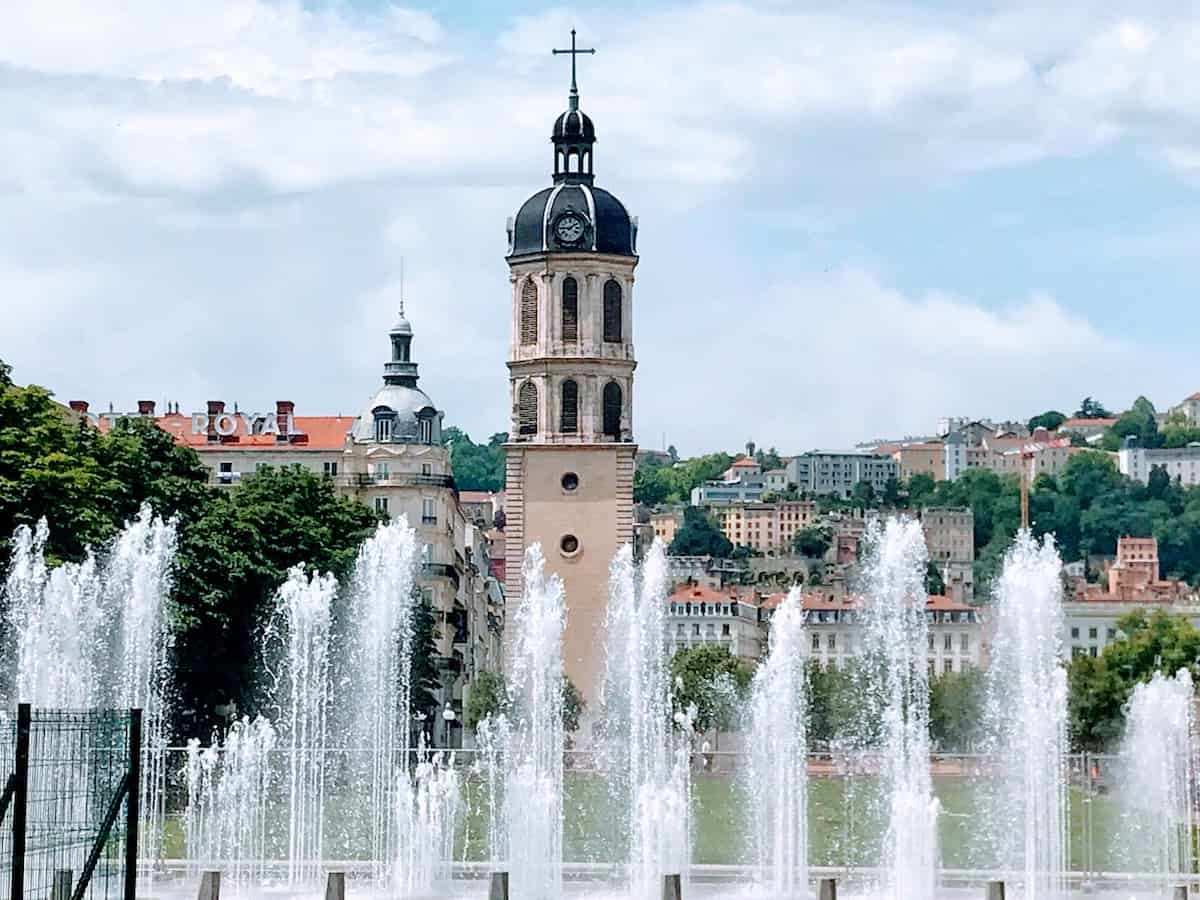 Fountains on Place de Bellecour in Lyon