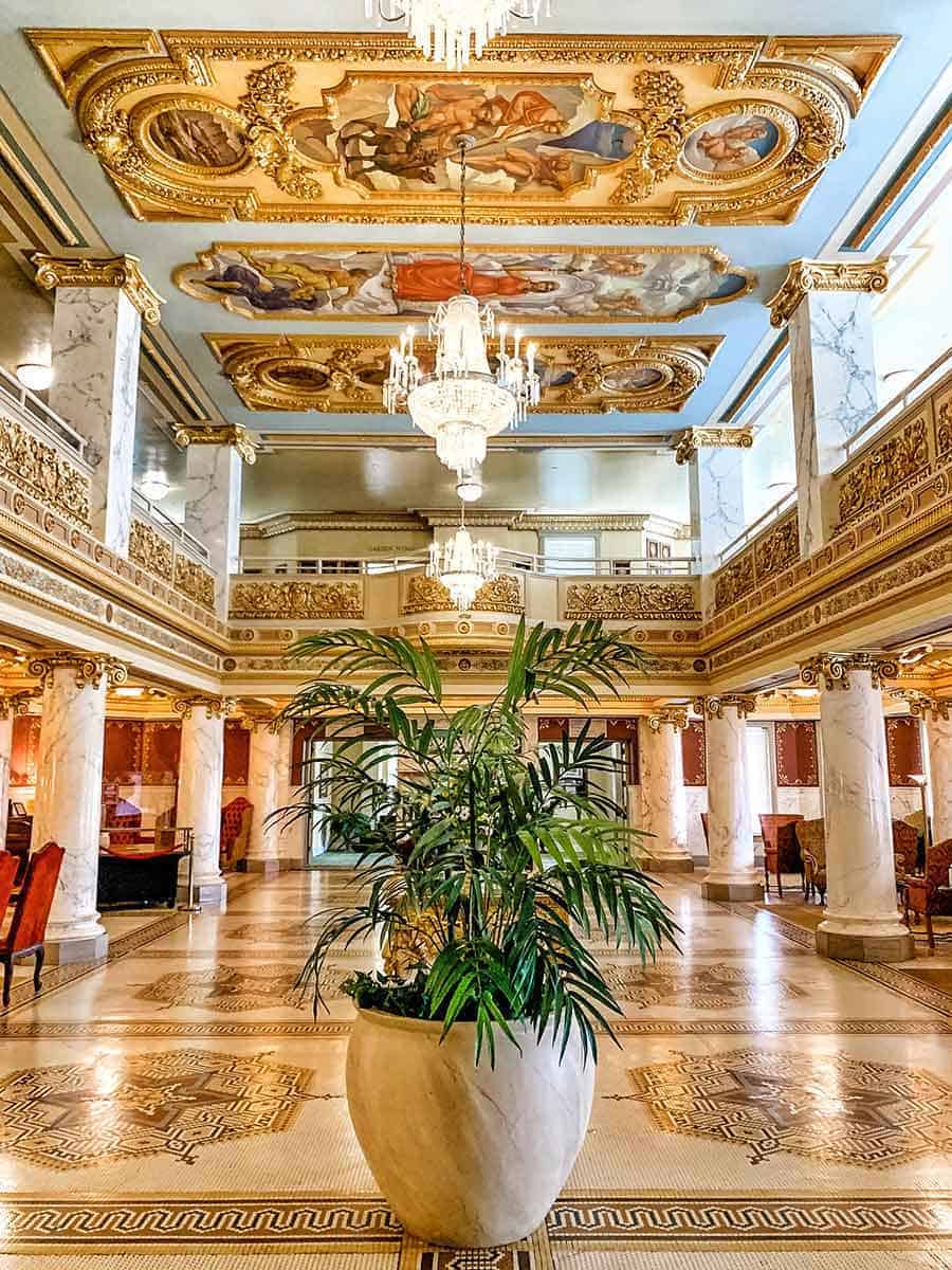 Ornate lobby of French Lick Springs Hotel (credit: French Lick Resort)