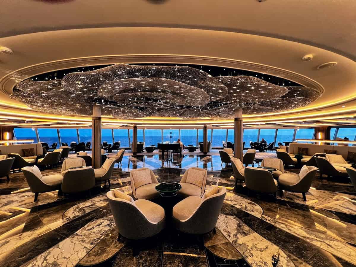 Observation Lounge at bow of ship with 270-degree views
