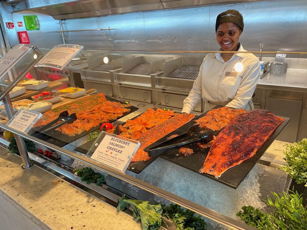 Celebrity Beyond review: smoked salmon choices in the Oceanview Buffet