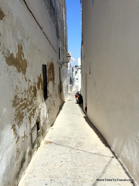 One of the narrow walkways