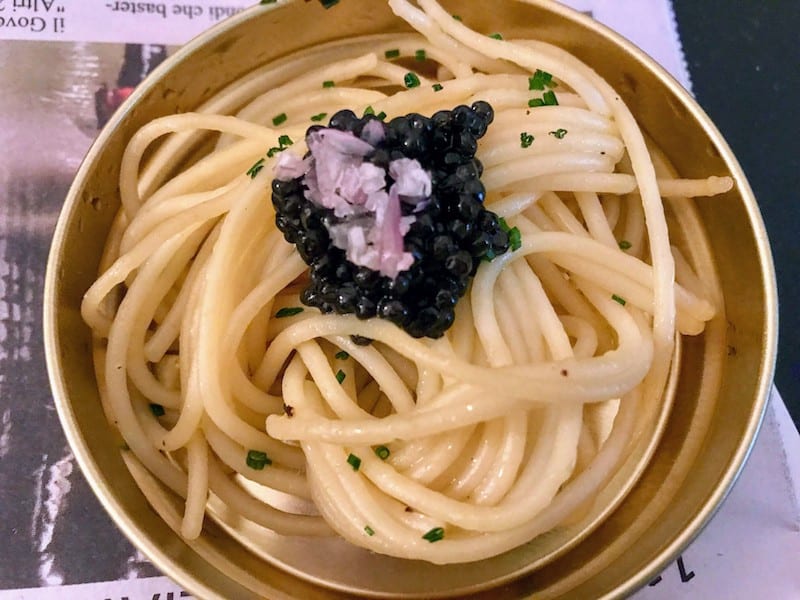 Gualtiero Marchesi Spaghetti salad with caviar and chives