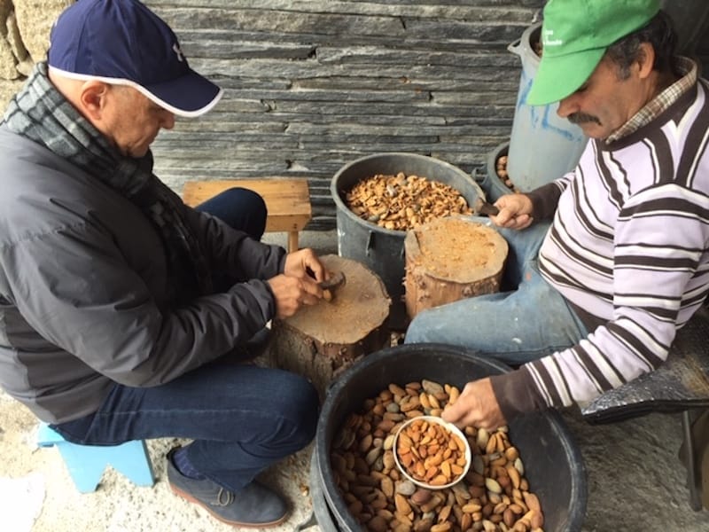 Cracking almonds the traditional way