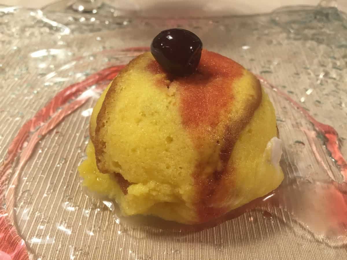 For dessert, I chose Zuccotto with ricotta cheese and cherry syrup