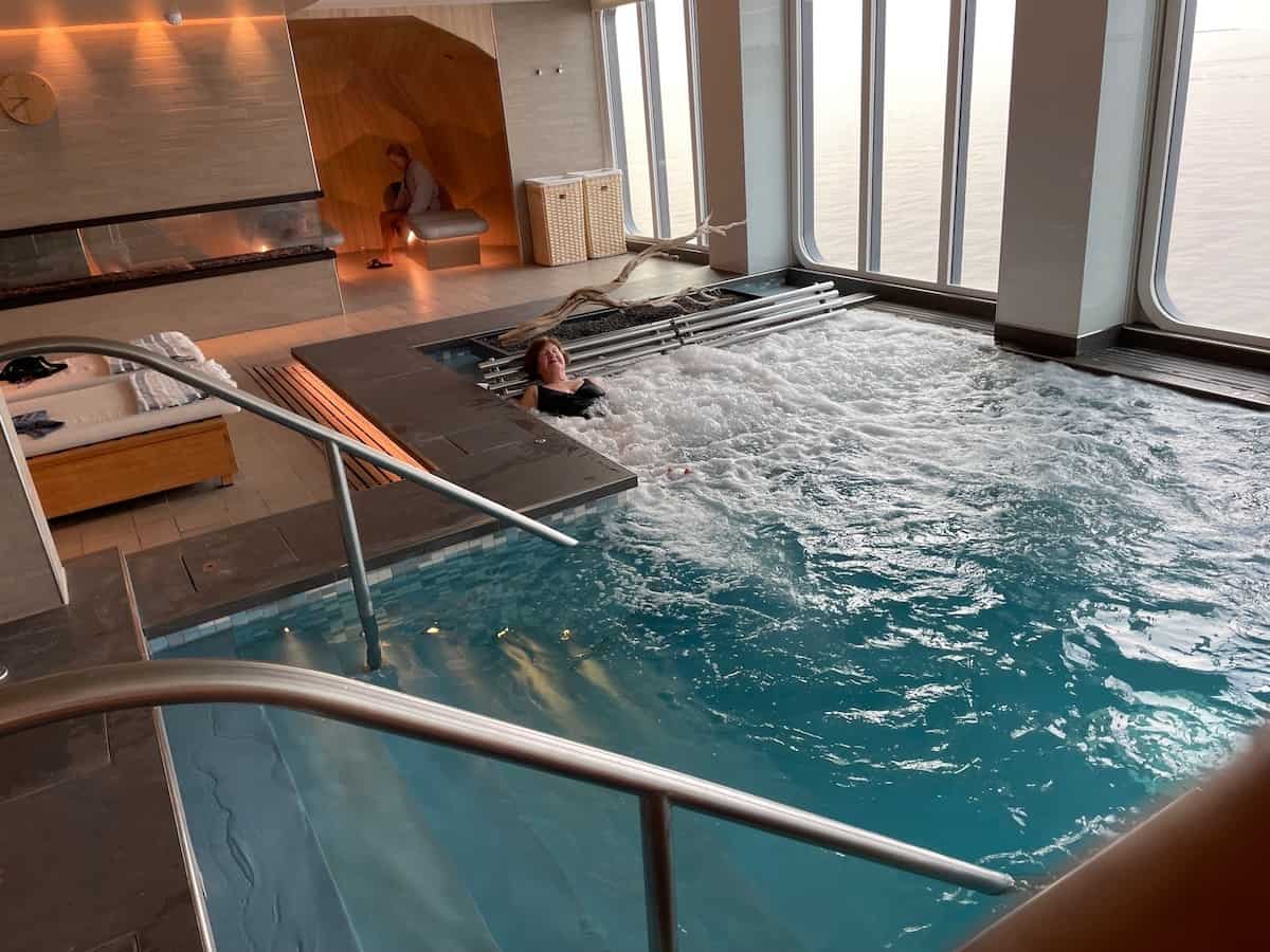 Relaxing in the hydrotherapy pool on Viking Expedition Cruise