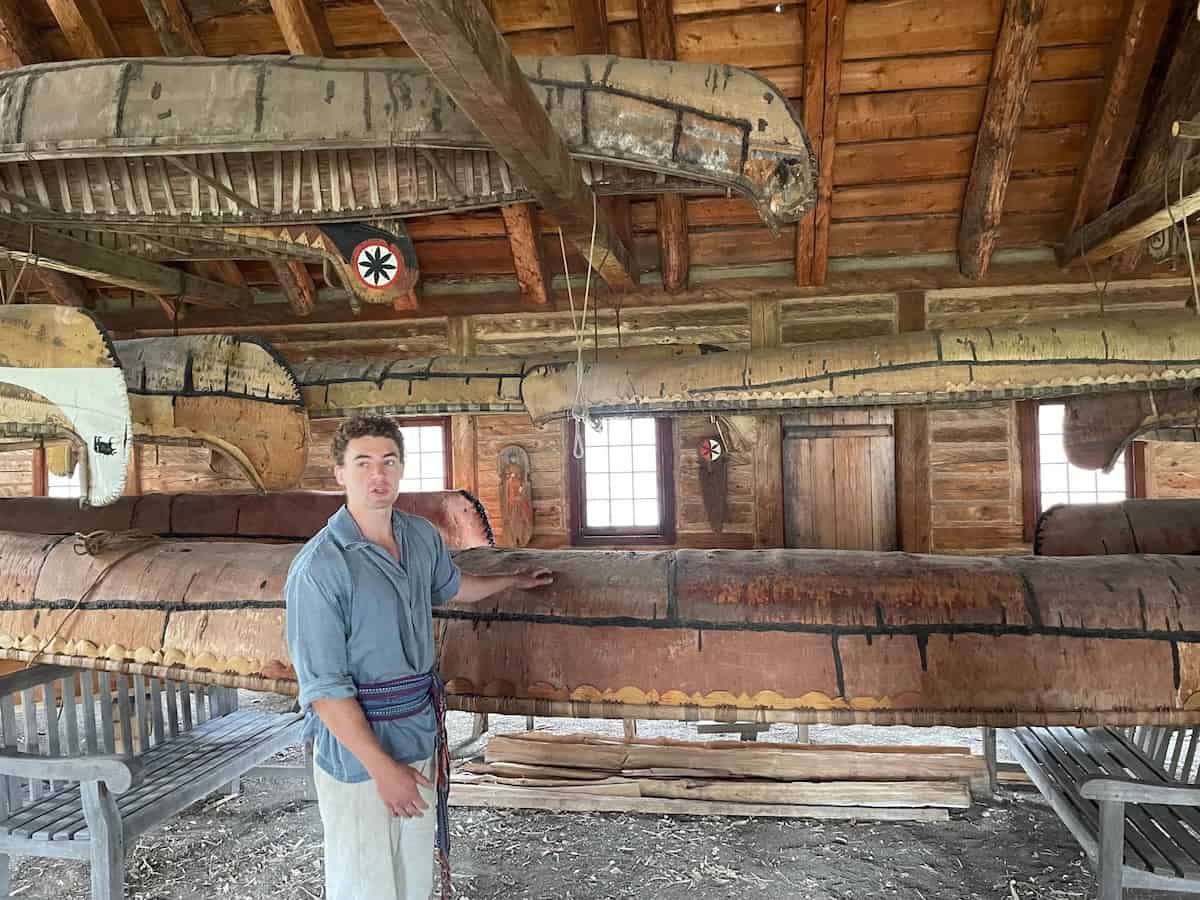 Birch bark canoes at the Fort William Historical Park