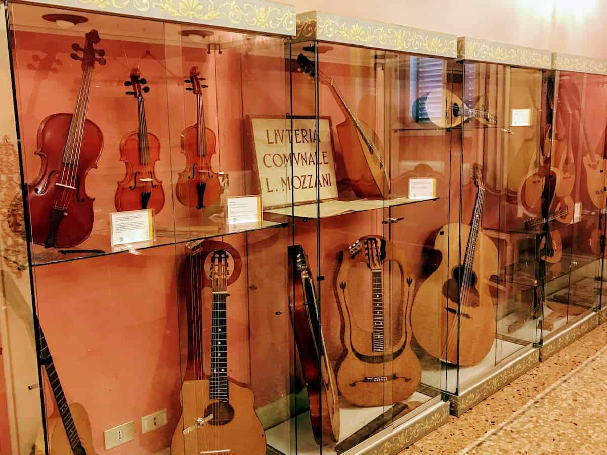 Instruments by violin-maker Luigi Mozzani in the Music Museum in Pieve di Cento 