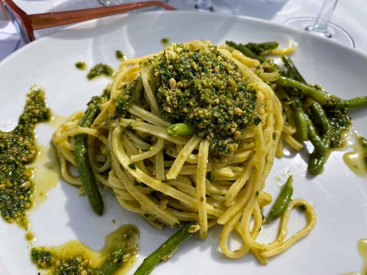 Trofie al Pesto, a typical Ligurian dish