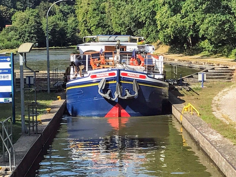 Barge Cruise Through Alsace & Lorraine - Panache passing through a lock in Saverne, France