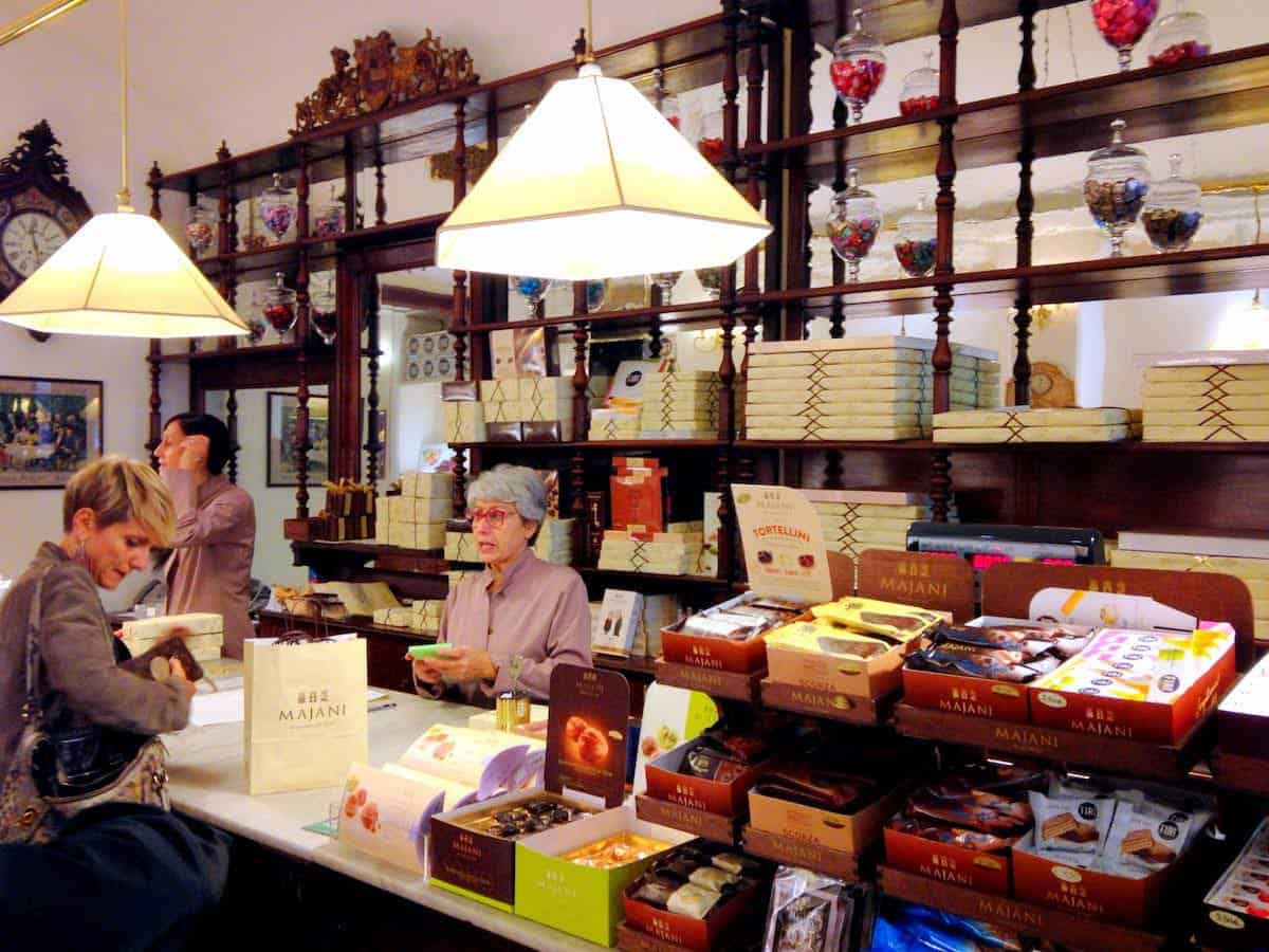 The charming Majani shop with old world mahogany furnishings