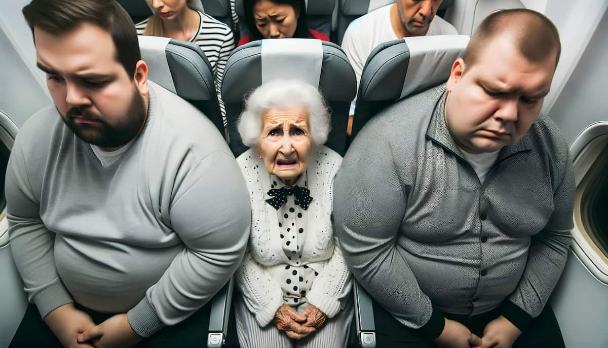 Airport hacks for older travelers: Older Women in middle Seat