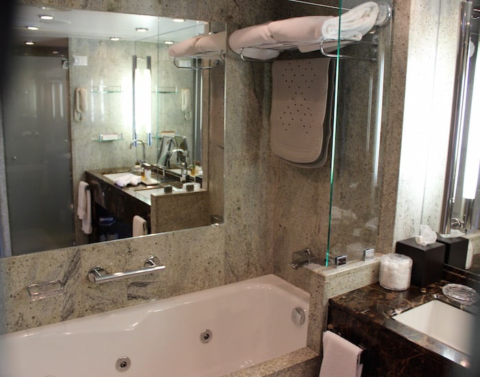 Our marble bathroom in the Seabourn Owner's Suite (Credit: Maureen Hudson)