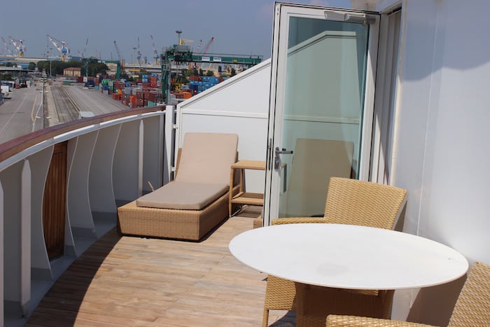 Our inviting wrap-around deck on the Seabourn Owner's Suite (Credit: Maureen Hudson)