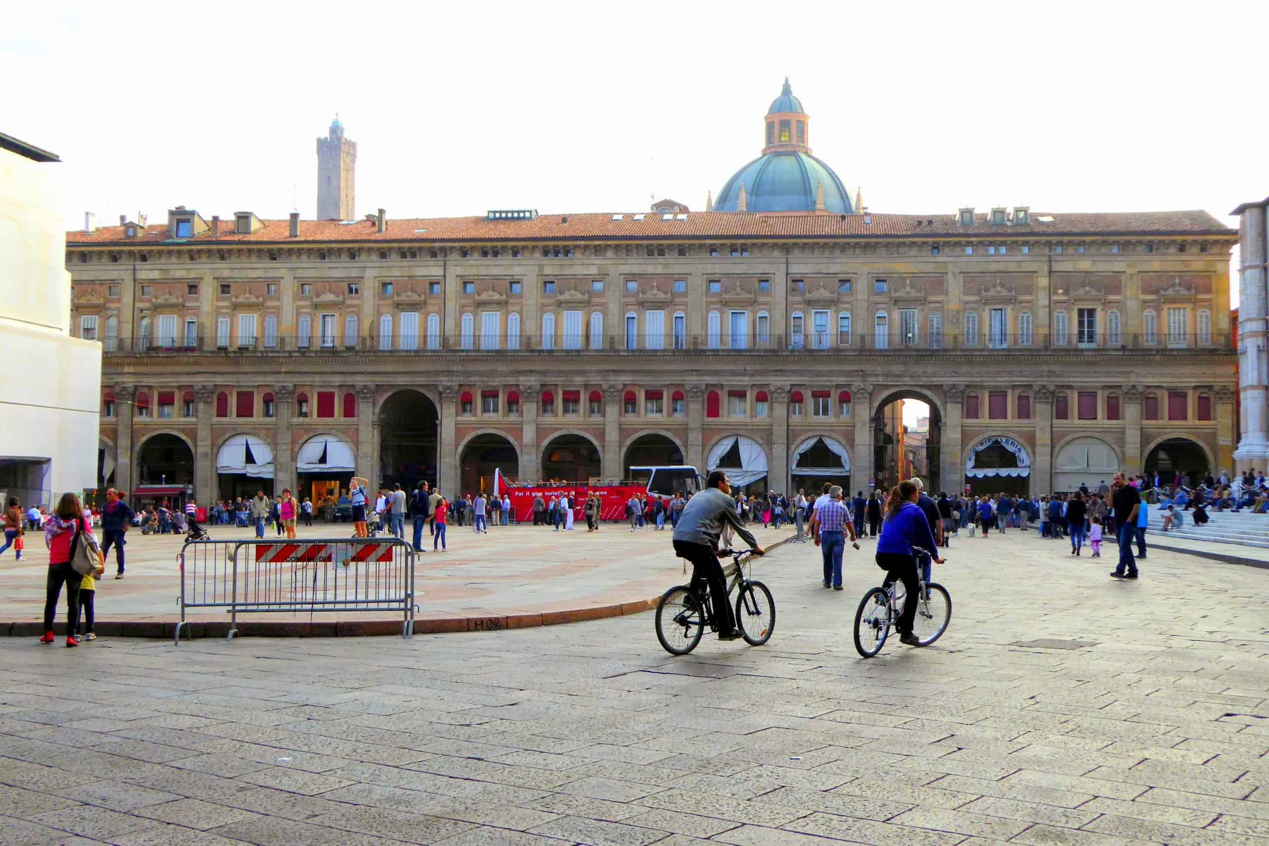 View of Palazzo dei Banchi and green dome of Santa Maria della Vita in the background, our apartment was the sixth window from the right.