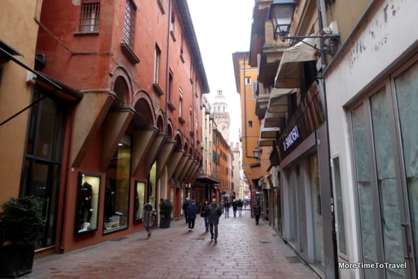 Via d’Azeglio in Bologna during the day