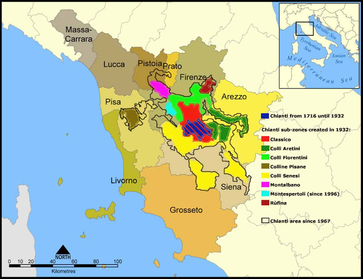 Chianti subzones in Tuscany