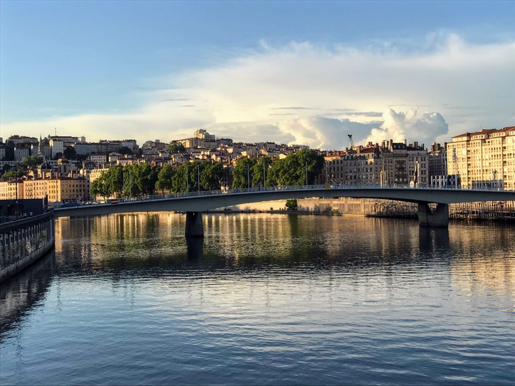 Lyon, a destination mentioned in World Travel: An Irreverent Guide. Sunset on the Saone River in Lyon