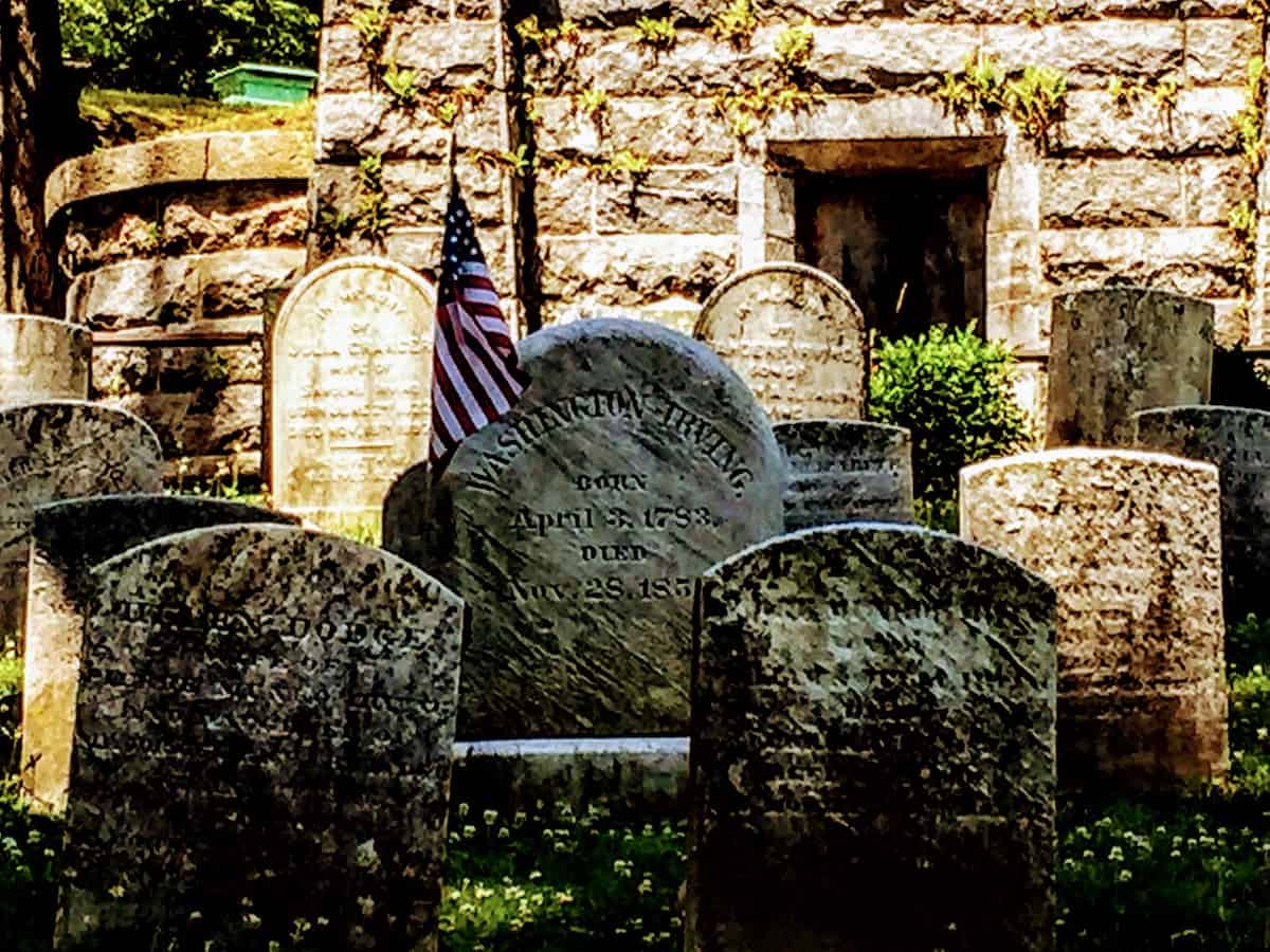 Washington Irvington tombstone at Sleepy Hollow Cemetery