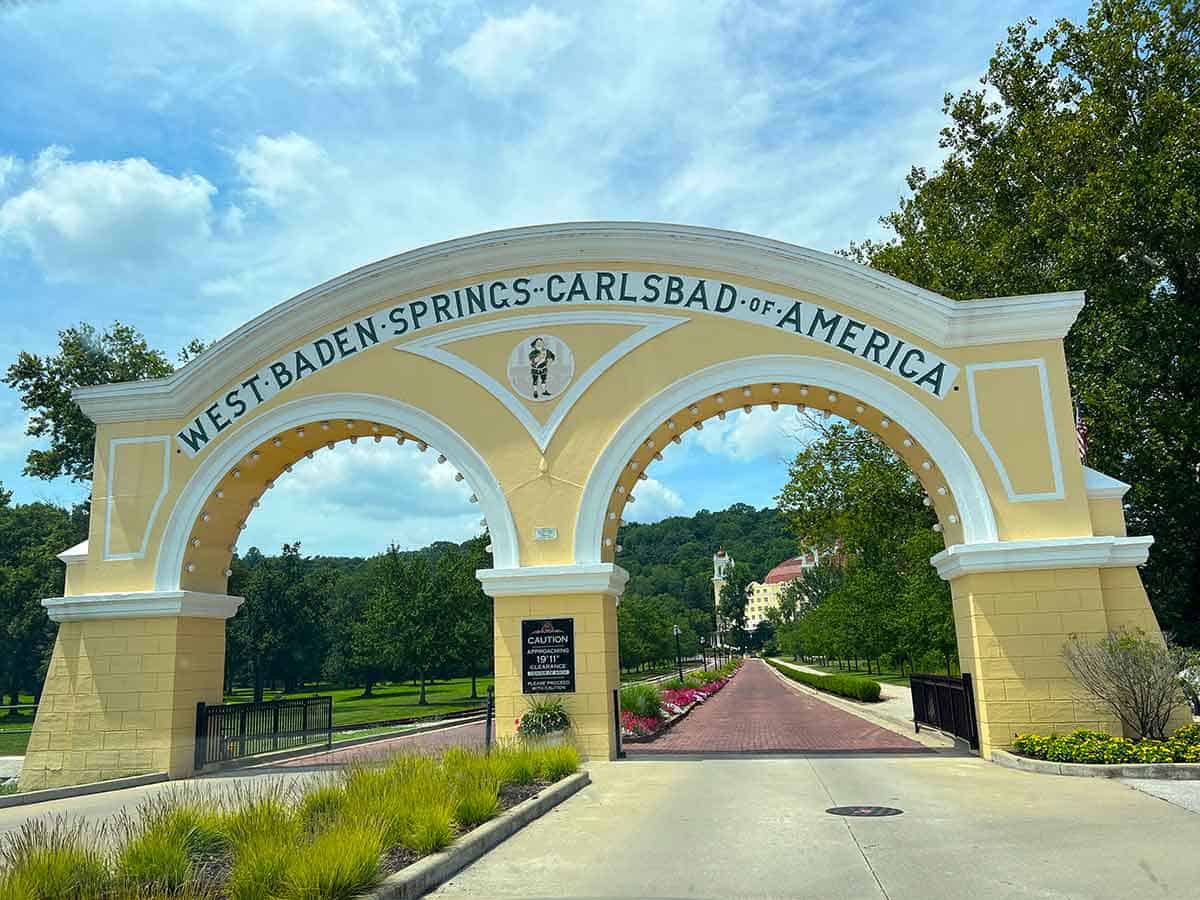 Arched entranceway to the West Baden Springs Hotel