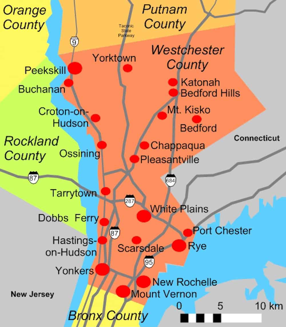 Map of Westchester County