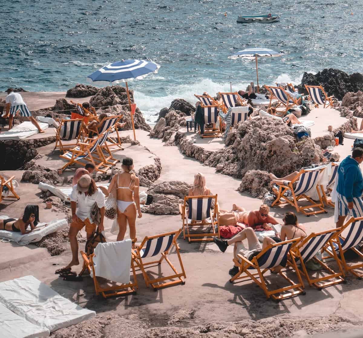 Beaches, like this one in Capri, can be crowded around the time of Ferrogosto