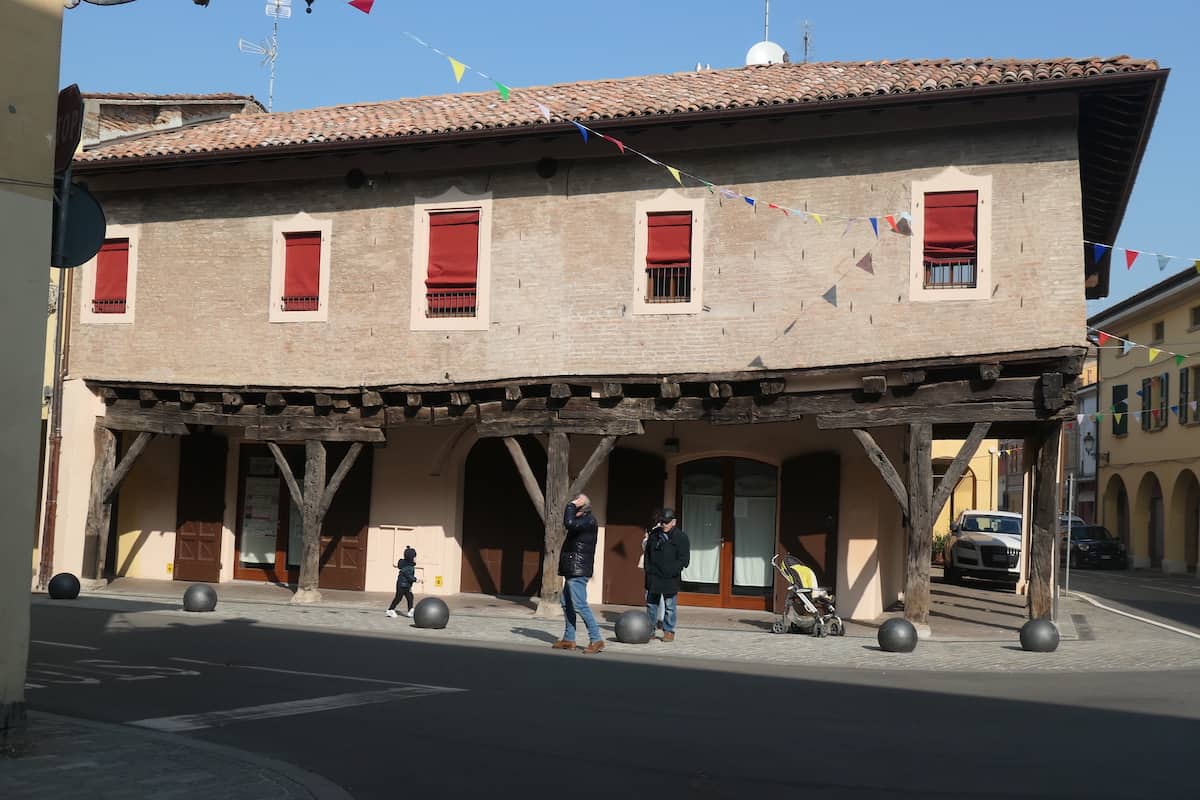 One of the oldest buildings in Pieve di Cento with a wooden portico