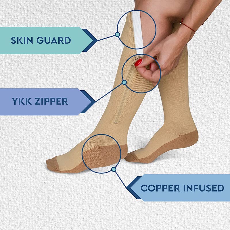 Zippered compression socks