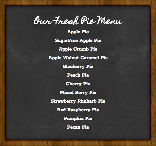 Pie menu at Salinger's Orchard